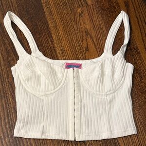 White Ribbed Bustier Top